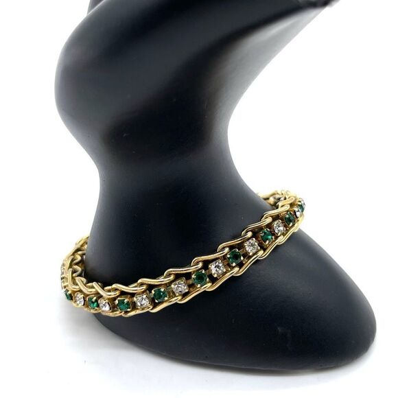 Bracelet Gold Tone with Crystals - Picture 1 of 3